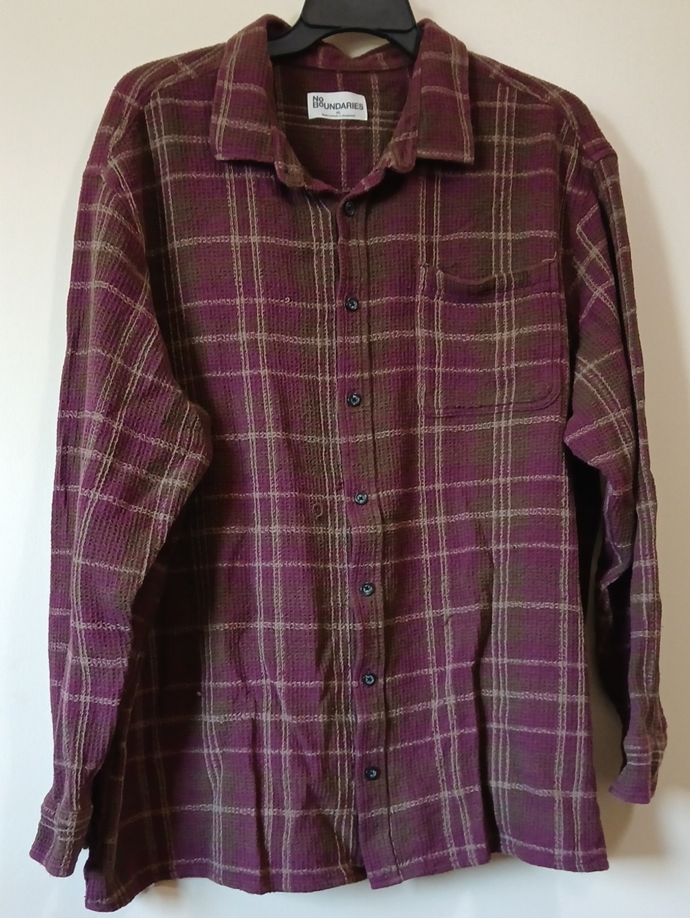 No Boundaries Men's 3X LS Textured Shirt